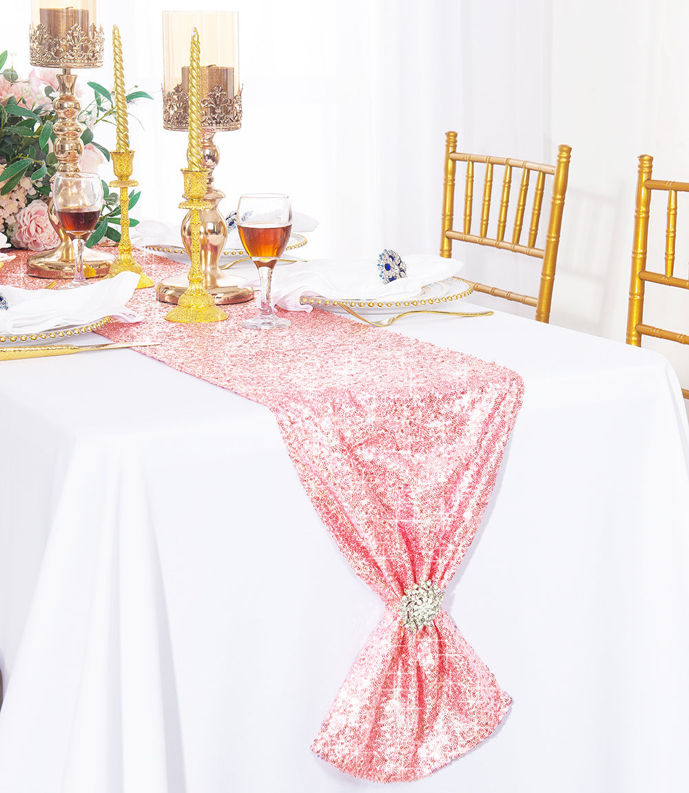 Sequin Taffeta Table Runner 12x108 Pink