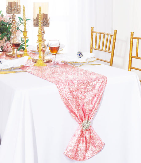 Sequin Taffeta Table Runner 12x108 Pink