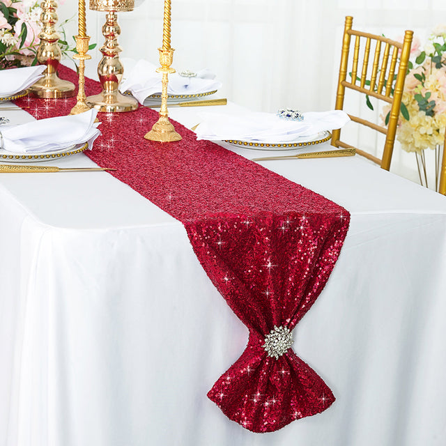 Sequin Taffeta Table Runner 12x108 Apple Red