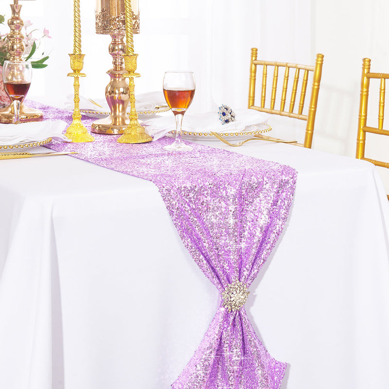 Sequin Taffeta Table Runner 12x108 Lavender