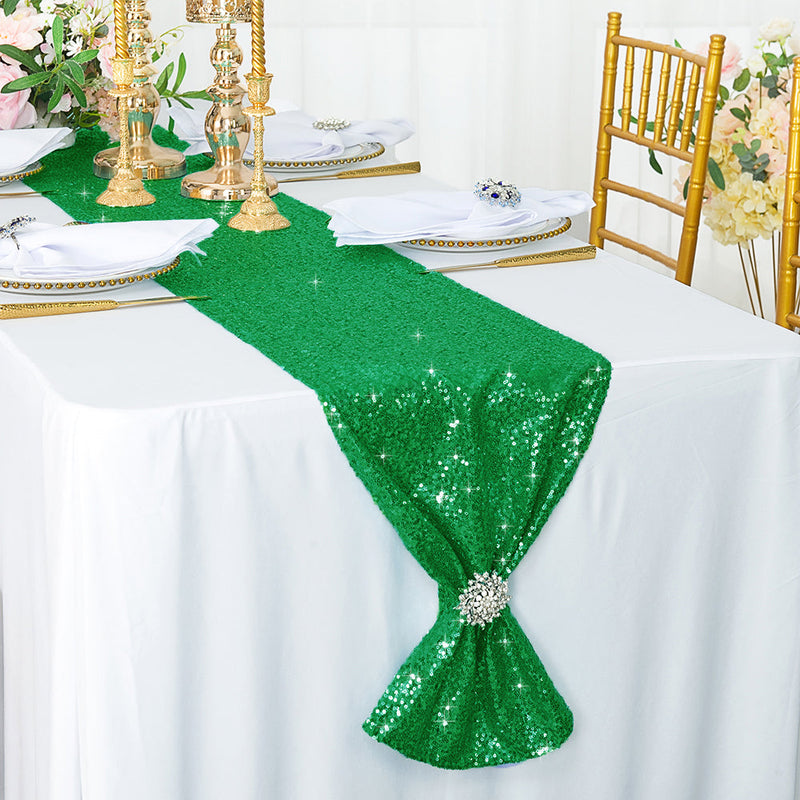 Sequin Taffeta Table Runner 12x108 Emerald Green