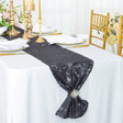 Sequin Taffeta Table Runner 12x108 Pewter/Charcoal