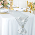 Sequin Taffeta Table Runner 12x108 Platinum