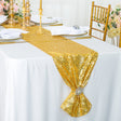 Sequin Taffeta Table Runner 12x108 Light Gold