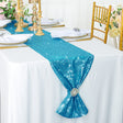 Sequin Taffeta Table Runner 12x108 Turquoise