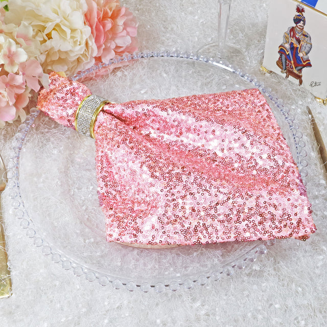Sequin Taffeta Dinner Napkin Sample 20x20 Pink