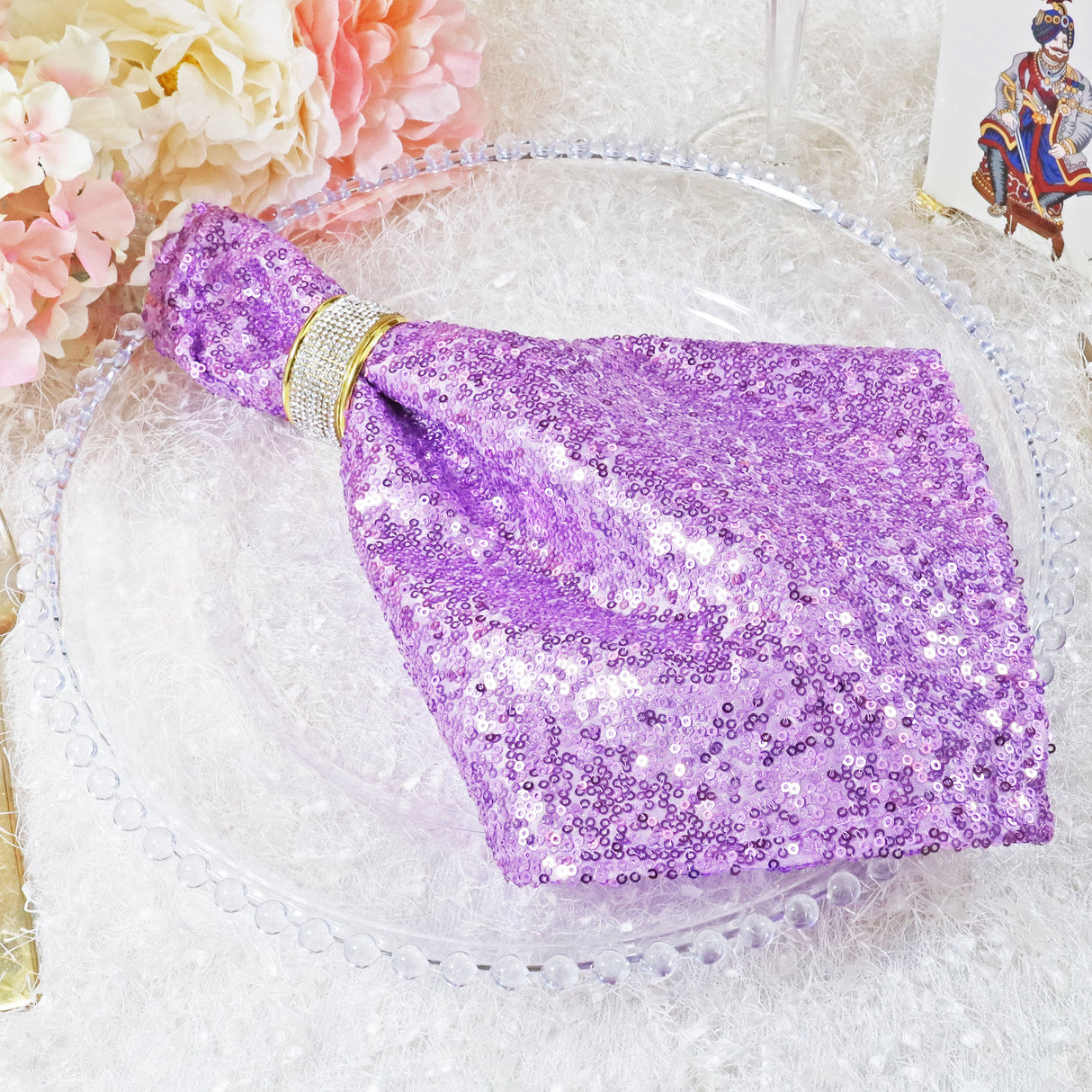 Sequin Taffeta Dinner Napkins 20x20 Lavender