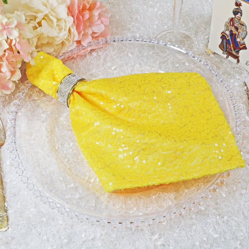 Sequin Taffeta Dinner Napkins 20x20 Canary Yellow