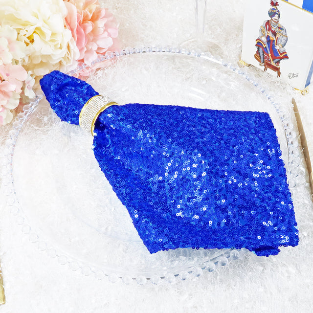 Sequin Taffeta Dinner Napkins 20x20 Royal Blue