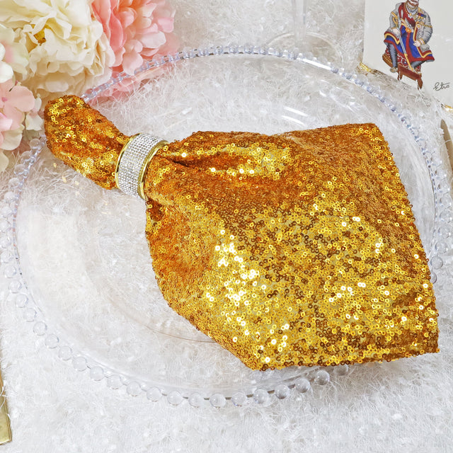Sequin Taffeta Dinner Napkins 20x20 Gold