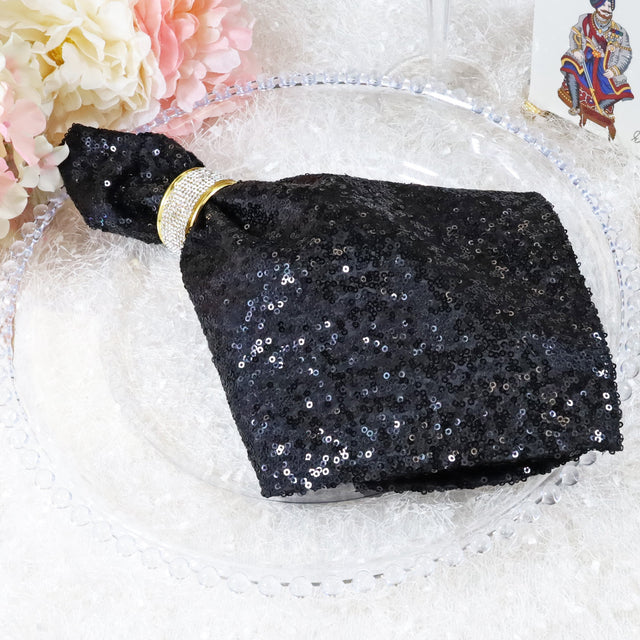 Sequin Taffeta Dinner Napkin Sample 20x20 Black