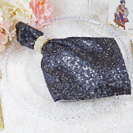 Sequin Taffeta Dinner Napkins 20x20 Pewter/Charcoal