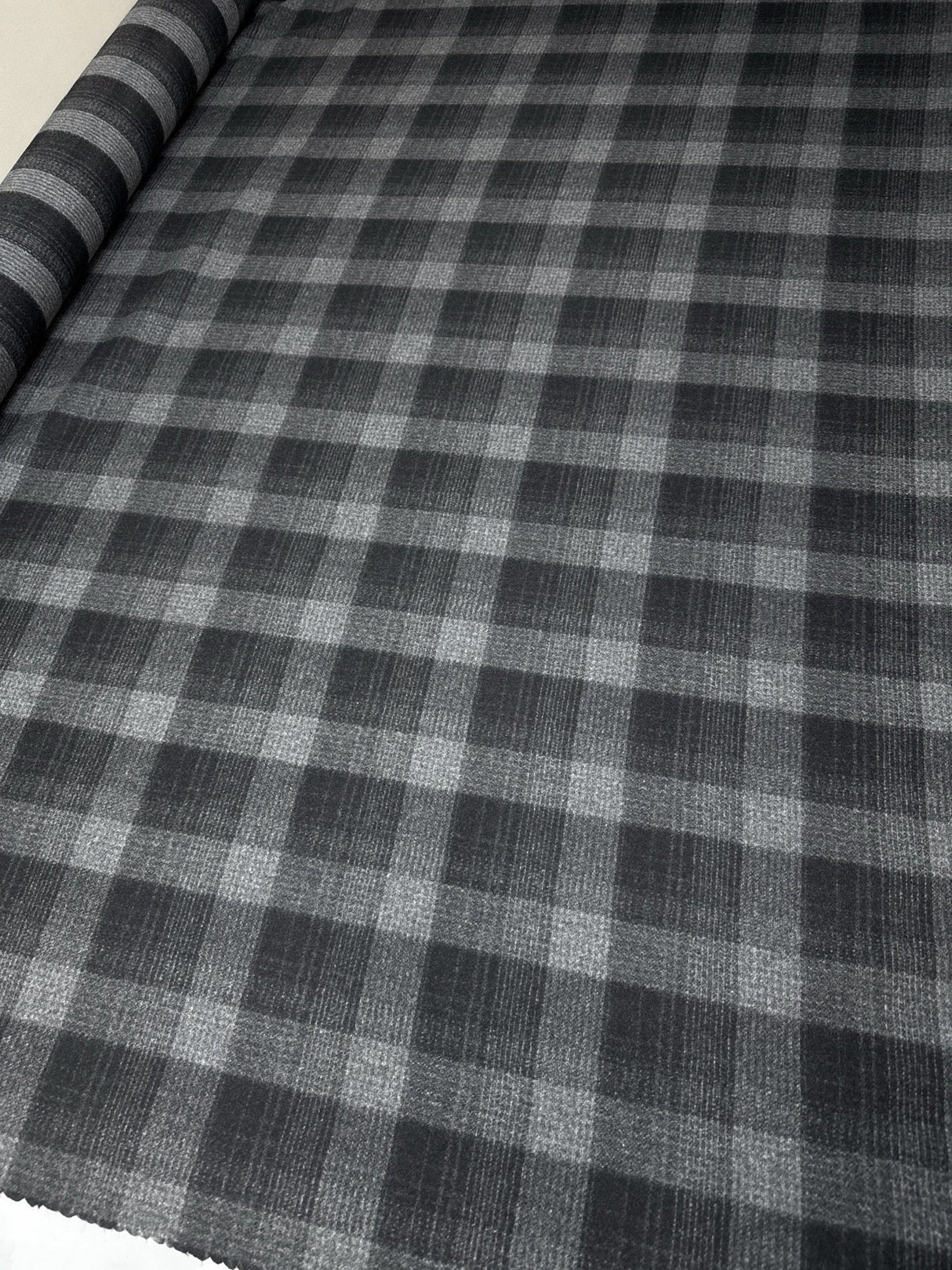 Wool Checked Melange Fabric