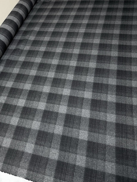 Wool Checked Melange Fabric