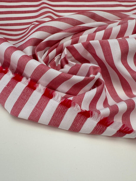 Cotton Red Striped Shirt Fabric