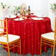 Round Sequin Taffeta Tablecloth 108" Red