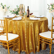 Round Sequin Taffeta Tablecloth 120" Gold