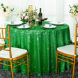 Round Sequin Taffeta Tablecloth 108" Emerald Green