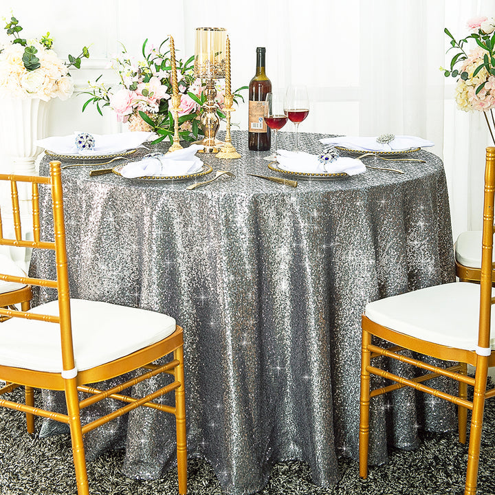 Seamless Round Sequin Taffeta Tablecloth