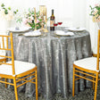 Round Sequin Taffeta Tablecloth 108" Silver