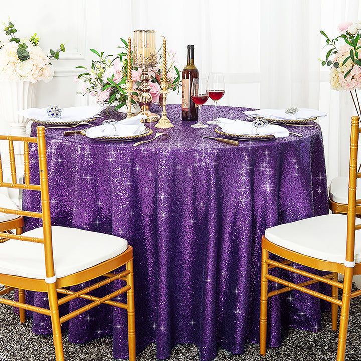 Seamless Round Sequin Taffeta Tablecloth