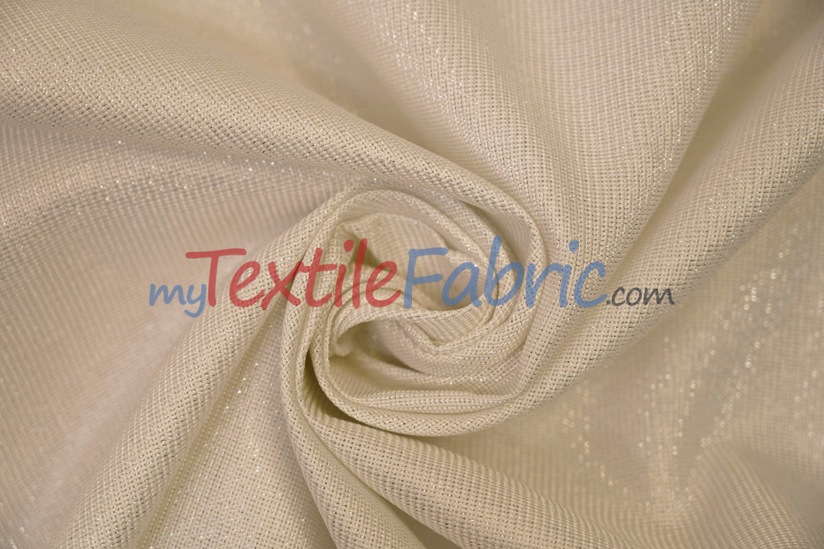 Metallic Vintage Linen Polyester Fabric - Imitation Burlap, Metallic Foil Vein, 58/60" Width (1 Yard)