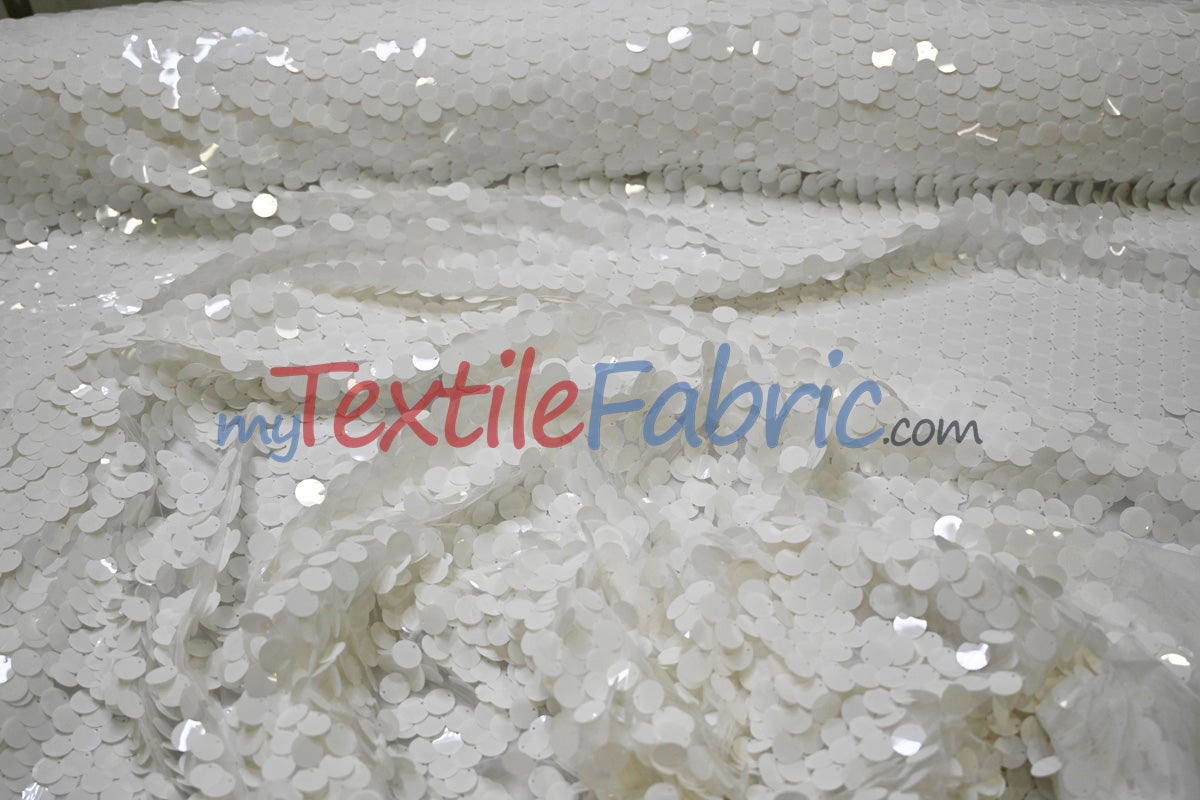 Fish Scale Paillette Sequins Polyester Fabric - 9Mm Sequins, 54" Width, Multiple Colors (1 Yard)