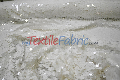 Fish Scale Paillette Sequins Polyester Fabric - 9Mm Sequins, 54" Width, Multiple Colors (1 Yard)