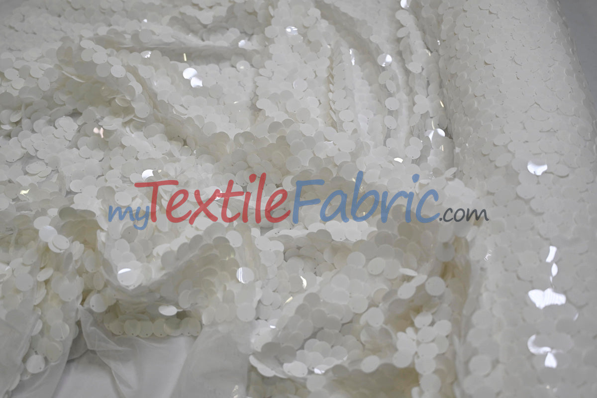 Fish Scale Paillette Sequins Polyester Fabric - 9Mm Sequins, 54" Width, Multiple Colors (1 Yard)