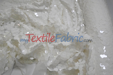 Fish Scale Paillette Sequins Polyester Fabric - 9Mm Sequins, 54" Width, Multiple Colors (1 Yard)