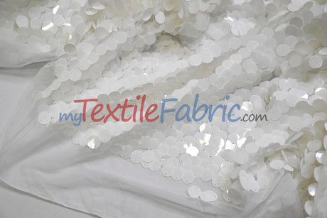 Fish Scale Paillette Sequins Polyester Fabric - 9Mm Sequins, 54" Width, Multiple Colors (1 Yard)
