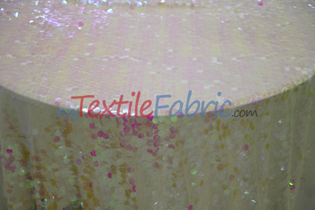Fish Scale Paillette Sequins Polyester Fabric - 9Mm Sequins, 54" Width, Multiple Colors (1 Yard)