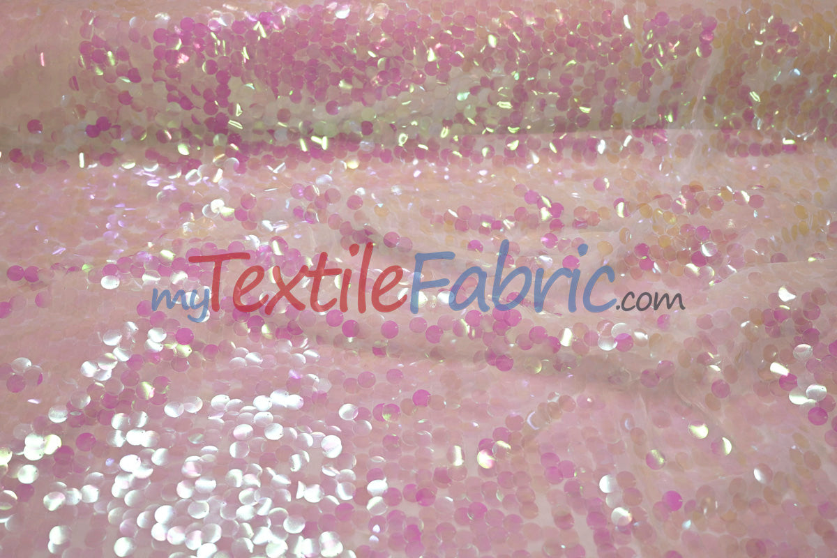 Fish Scale Paillette Sequins Polyester Fabric - 9Mm Sequins, 54" Width, Multiple Colors (1 Yard)