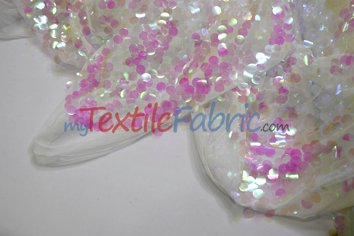Fish Scale Paillette Sequins Polyester Fabric - 9Mm Sequins, 54" Width, Multiple Colors (1 Yard)