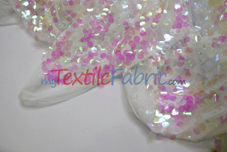 Fish Scale Paillette Sequins Polyester Fabric - 9Mm Sequins, 54" Width, Multiple Colors (1 Yard)