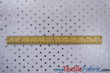 Bridal Tulle With Metallic Polka Dot Polyester Fabric - White And Ivory, Sheer, 58/60" Width (Yards)
