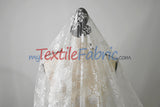Chantilly Lace Polyester Fabric - Floral Embroidery, Sheer Mesh, 52" Width (1 Yard)