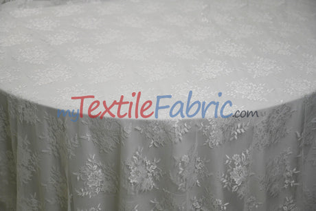 Chantilly Lace Polyester Fabric - Floral Embroidery, Sheer Mesh, 52" Width (1 Yard)