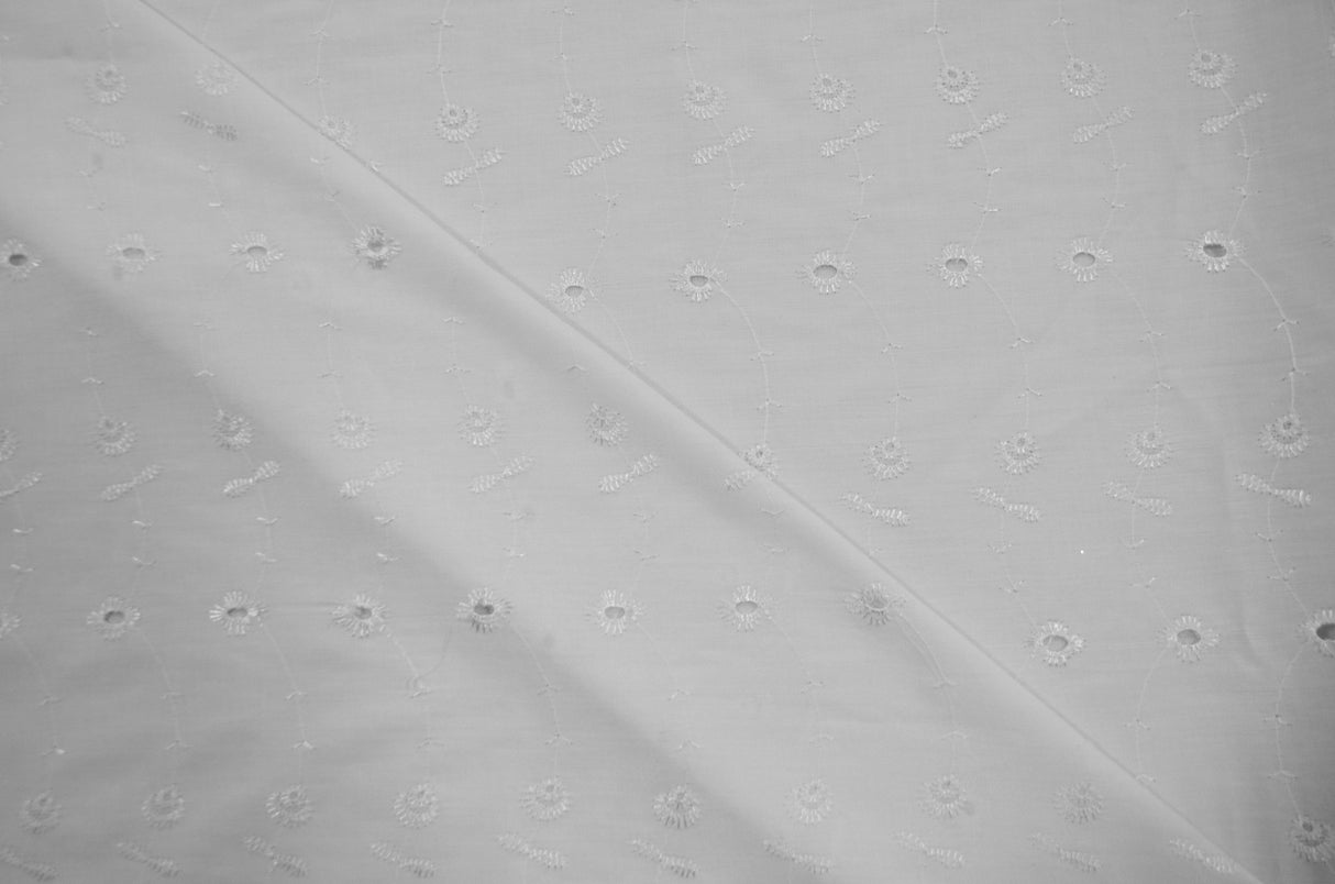 Polyester Cotton Eyelet Embroidery Fabric - No Scallop Ends, Multiple Colors, 60" Wide (1 Yard)