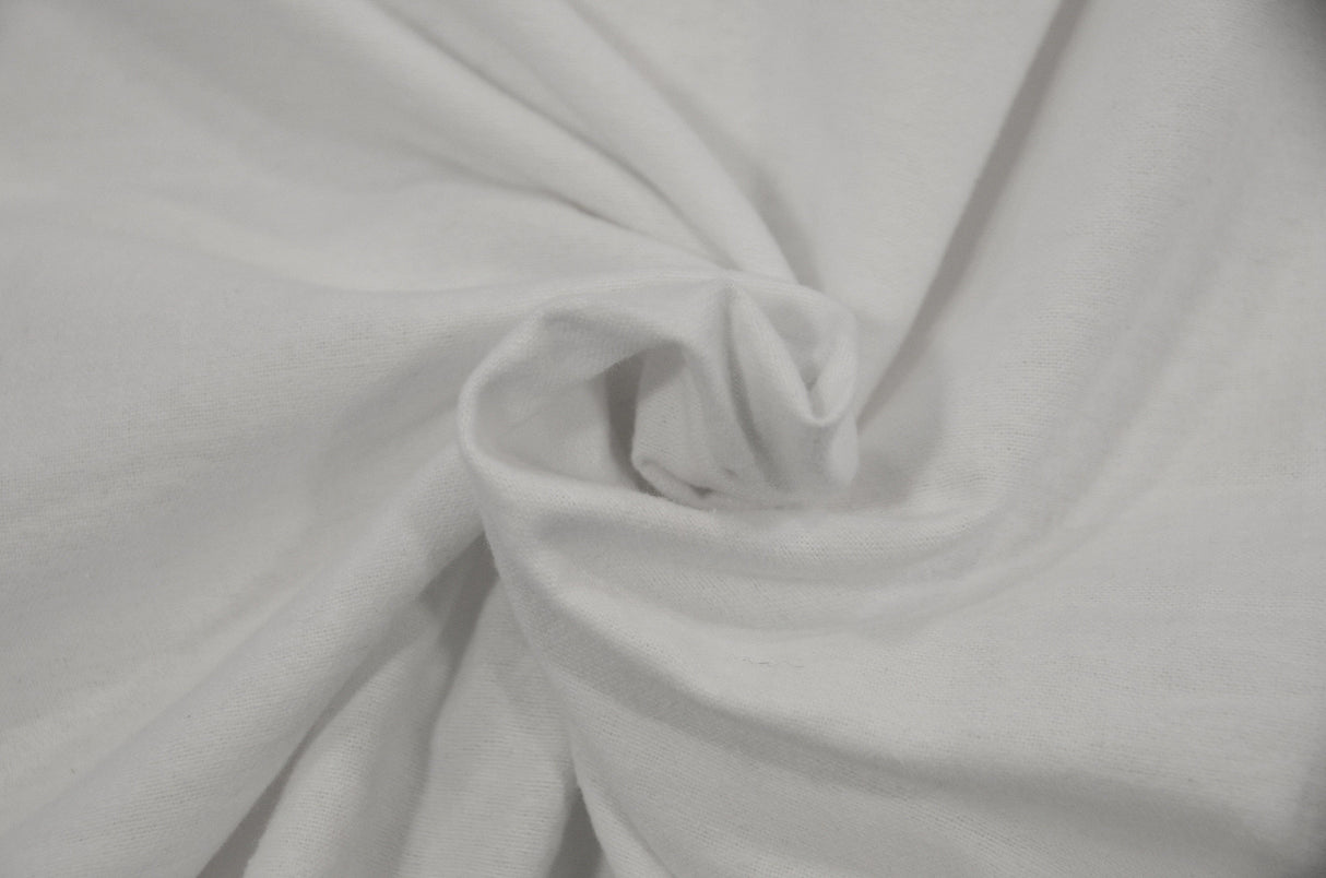 100 Percent Cotton White Flannel Fabric - White Solid, 60" Width (By The Continuous Yard)