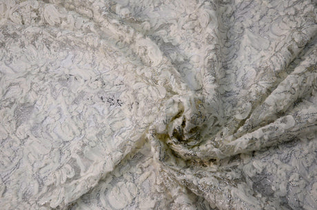 Enchanted Sheer Polyester Fabric - Metallic Floral Embroidery, 52" Width (1 Yard)