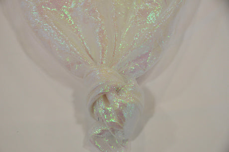 Crush Iridescent Pearl Organza Polyester Fabric - Sheer Crushed Holographic, 38/40" Width (1 Yard)