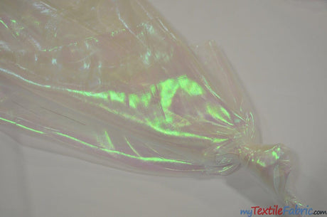 Iridescent Pearl Organza Polyester Fabric - Sheer Holographic, 58/60" Width (1 Yard)