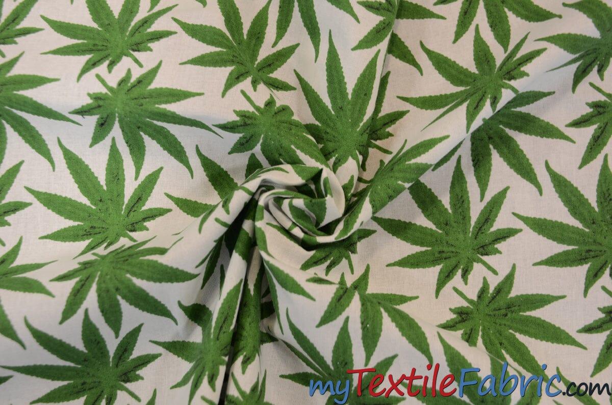 Marijuana Cannabis Leaf 100 Percent Cotton Fabric - Leaf Print, 60" Width (1 Yard)