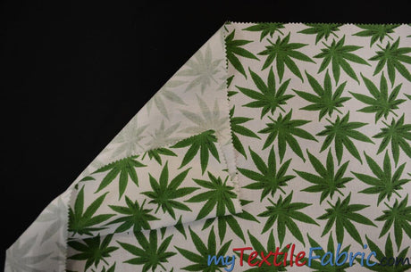 Marijuana Cannabis Leaf 100 Percent Cotton Fabric - Leaf Print, 60" Width (1 Yard)