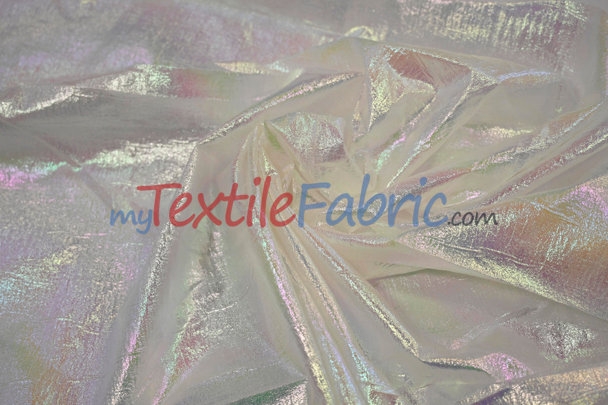 Oasis Hologram Polyester Fabric - Iridescent Sheer Organza, 58/60" Width, White, Pink, Baby Blue, Turquoise, Lavender, Black (1 Yard)