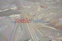 Oasis Hologram Polyester Fabric - Iridescent Sheer Organza, 58/60" Width, White, Pink, Baby Blue, Turquoise, Lavender, Black (1 Yard)