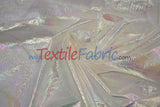 Oasis Hologram Polyester Fabric - Iridescent Sheer Organza, 58/60" Width, White, Pink, Baby Blue, Turquoise, Lavender, Black (1 Yard)