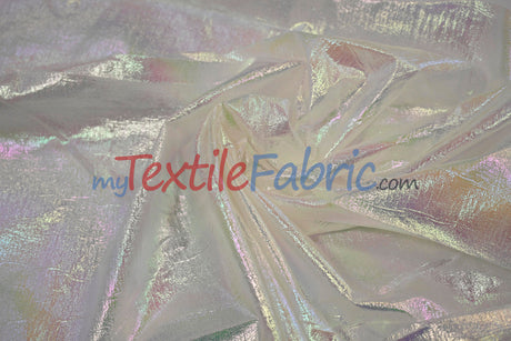 Oasis Hologram Polyester Fabric - Iridescent Sheer Organza, 58/60" Width, White, Pink, Baby Blue, Turquoise, Lavender, Black (1 Yard)