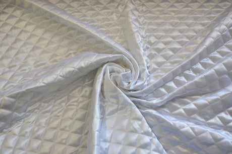 Quilted Satin Batting Polyester Fabric - White, Black Diamond Quilted, 58/60" Width (Yards)
